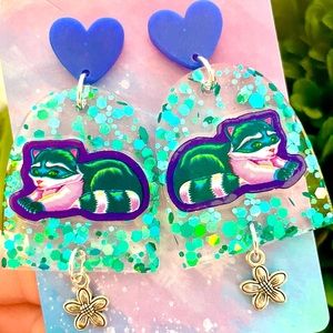 Lisa Frank Raccoon Acrylic Sticker Earrings